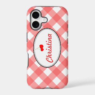 Red country gingham pattern sweet cherry custom