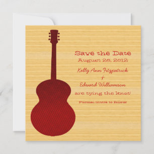 Red Country Guitar Save the Date Invite
