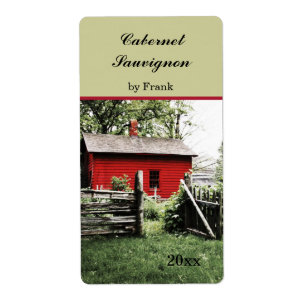 Red country house wine bottle label