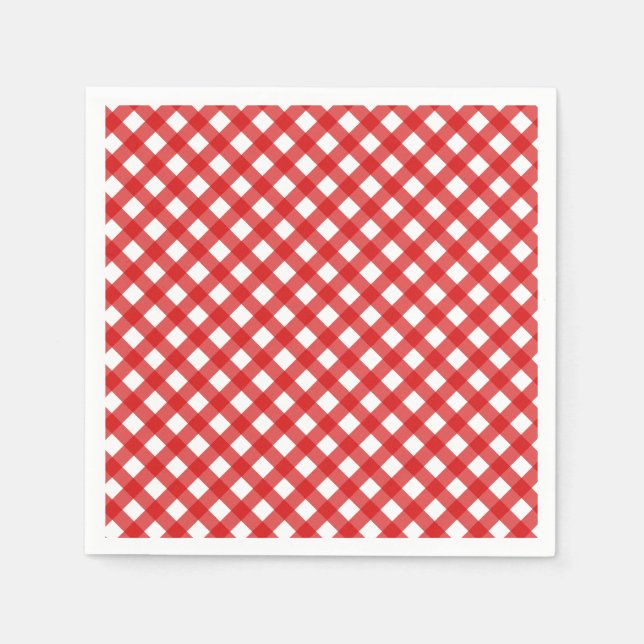 Red Country Style Gingham Pattern Napkin (Front)
