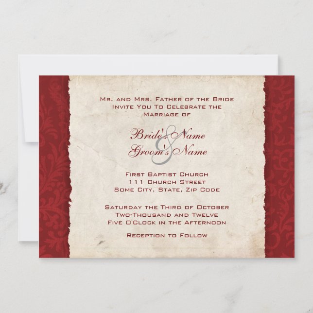 Red Country Wedding Invitation (Front)