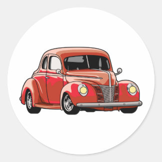 Red Coupe Hot Rod Classic Round Sticker