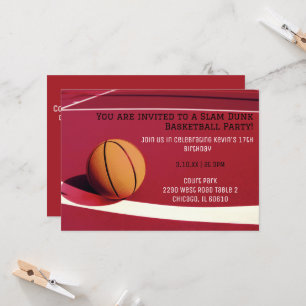 Red court basketball  party invitation