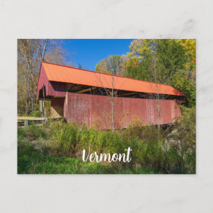 Red Covered bridge in Vermont Holiday Postcard