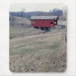 Red Covered Bridge Mouse Pad