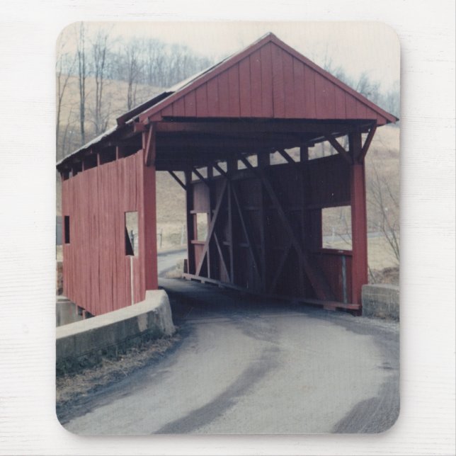 Red Covered Bridge Mouse Pad (Front)