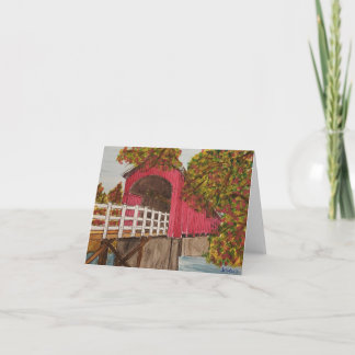 RED COVERED BRIDGE NOTE CARD