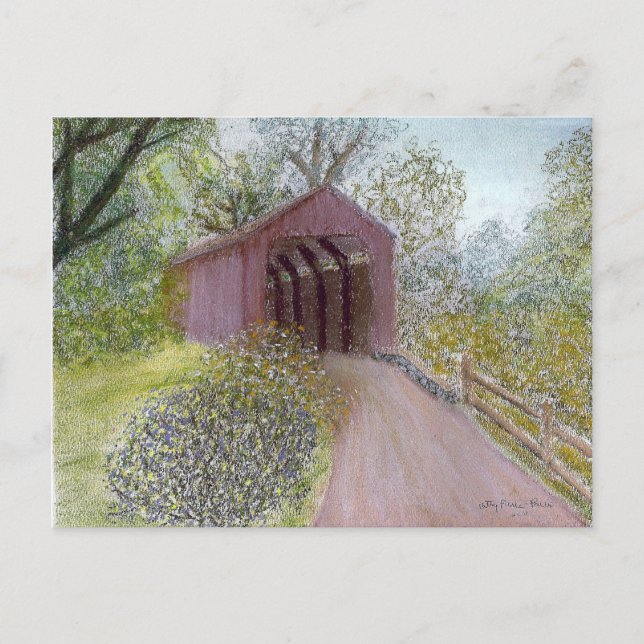 Red Covered Bridge Postcard (Front)