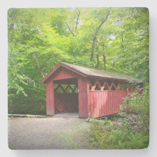 Red Covered Bridge Stone Coaster