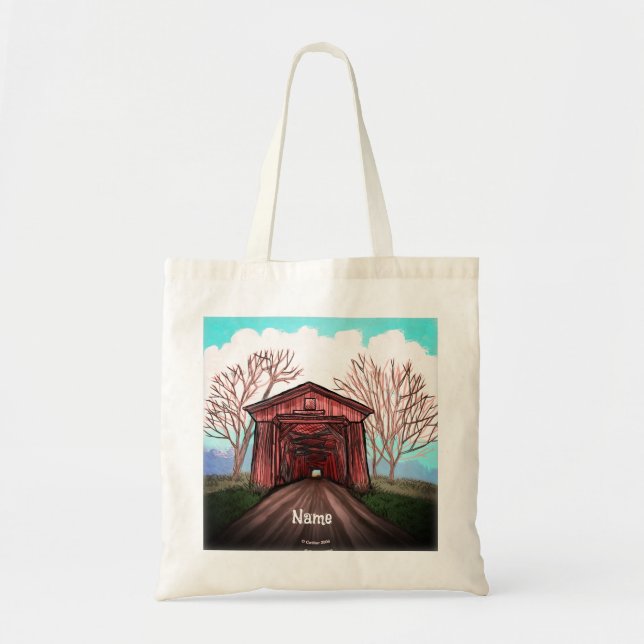 Red Covered Bridge Tote Bag (Front)