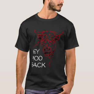 Red Cow Bull Outline Moo Back On Back T-Shirt