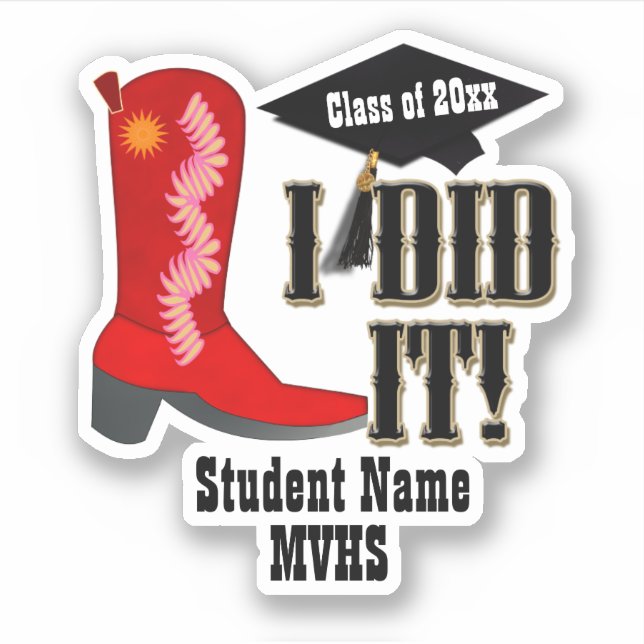 Red Cowboy Boot - Graduation (Front)