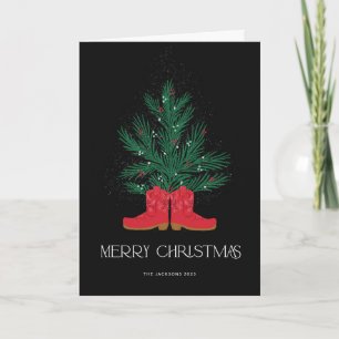 Red Cowboy Boots and Spruce Merry Christmas Card