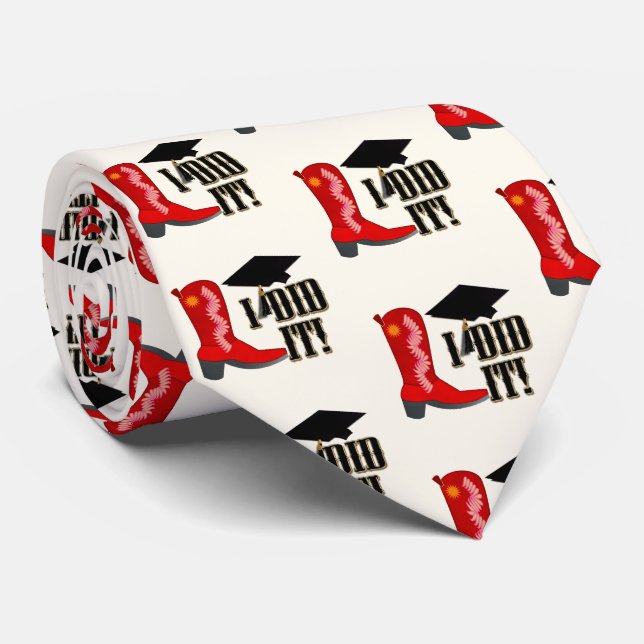 Red Cowboy Boots Graduation Tie (Rolled)