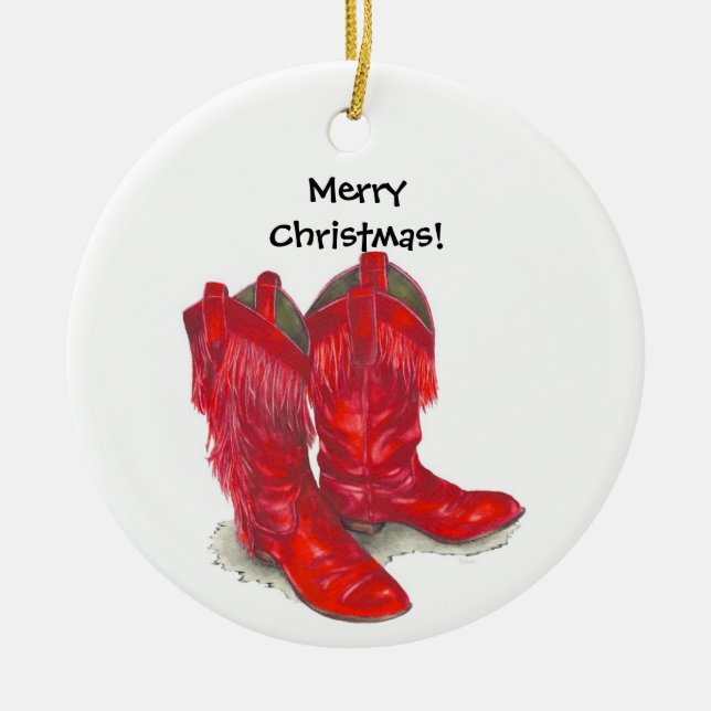 Red Cowboy Boots ornament (Front)