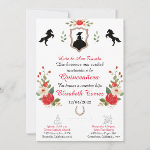Red,Cowgirl Western Invitation,Quinceanera Ranch