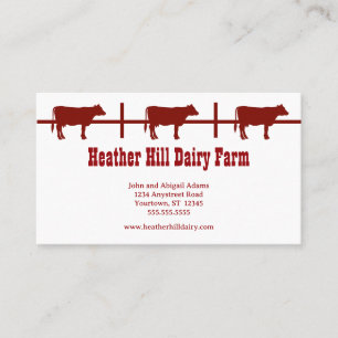 Red Cows Dairy Farm Country Ranch Farmer Business Card
