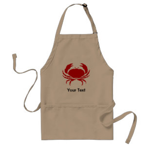 Red crab apron with personalizable text   beige