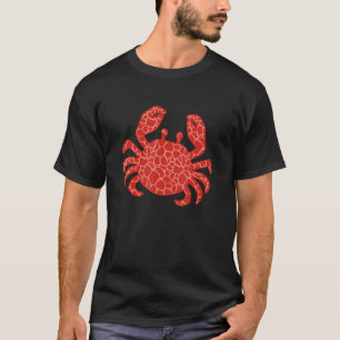 Red Crab Artistic Mosaic Apparel for Crab Night T-Shirt