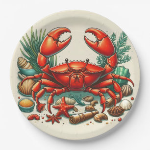 Red Crab Bake Paper Plate
