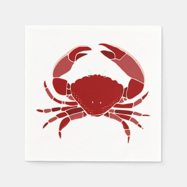 Red Crab Beach Coastal Wedding Napkin (Front)