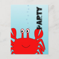 Red Crab Beach Party Invitations