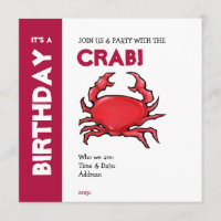 Red Crab Birthday Invitation