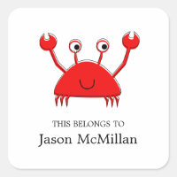 Red Crab Bookplates | I.D. Labels