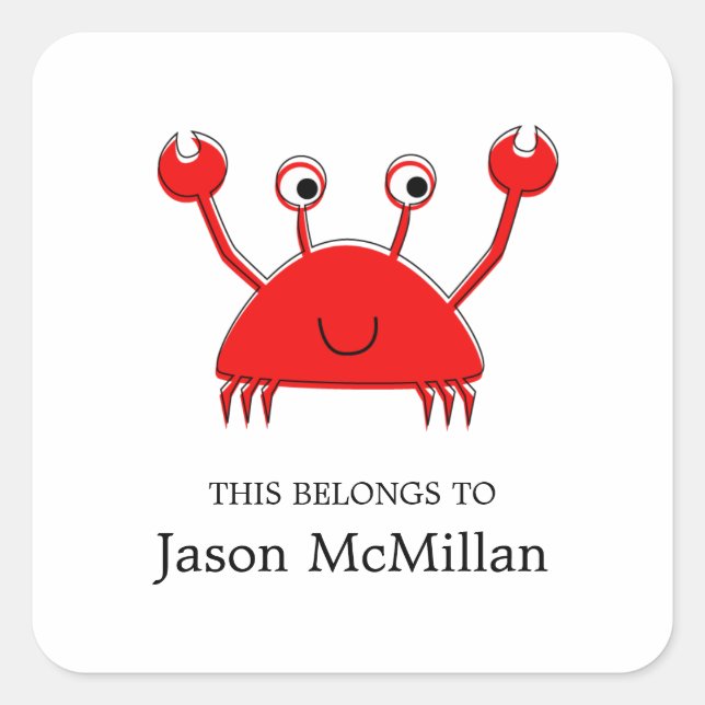 Red Crab Bookplates |  I.D. Labels (Front)