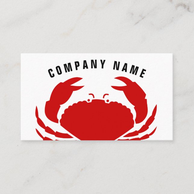 Red crab business card | Seafood logo template (Front)