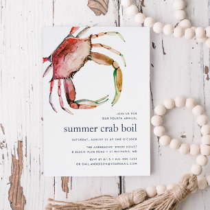 Red Crab   Coastal Summer Seafood Crab Boil Invitation