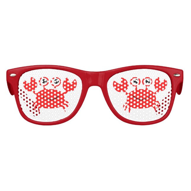 Red Crab Cute Beach Vacation Kids Sunglasses (Front)