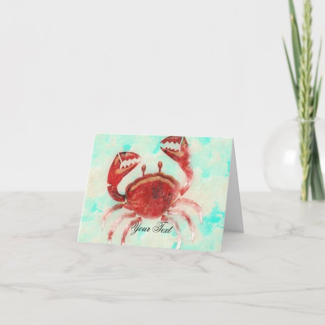 Red Crab Elegant Beach Engagement Thank You Card (Front)