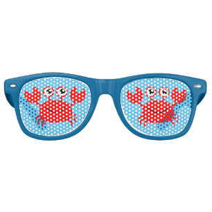 Red Crab Happy Beach Vacation Retro Sunglasses