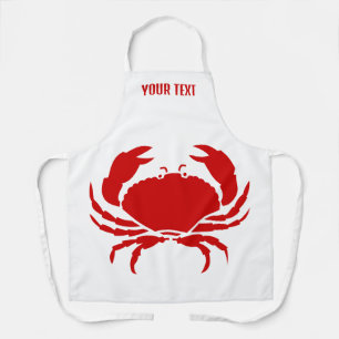 Red crab kitchen apron for men or women
