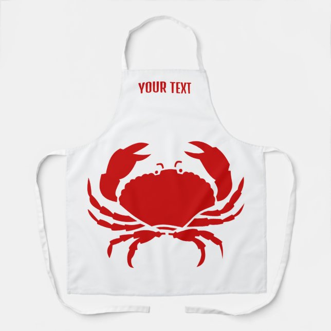 Red crab kitchen apron for men or women (Front)