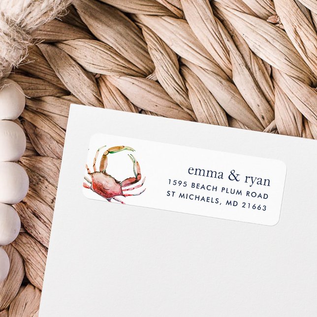 Red Crab | Nautical Return Address Return Address Label (Creator Uploaded)