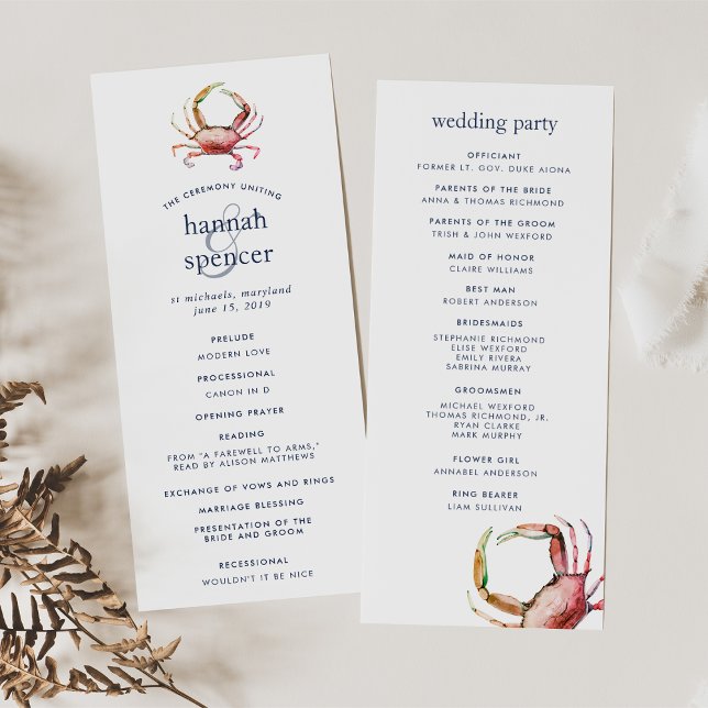 Red Crab | Nautical Wedding Ceremony Program (Creator Uploaded)
