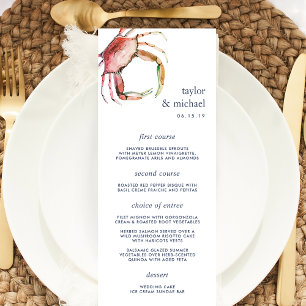 Red Crab   Nautical Wedding Menu Card