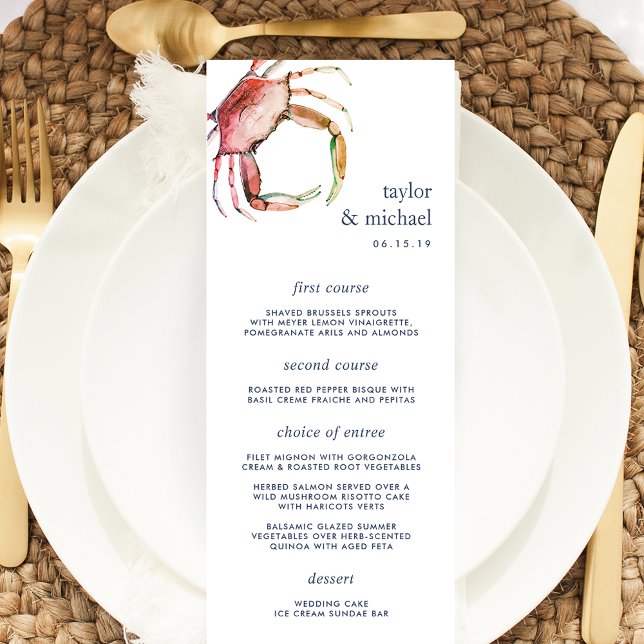 Red Crab | Nautical Wedding Menu Card (Creator Uploaded)