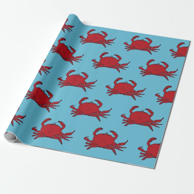 Red Crab Ocean Beach Sea Tropical Summer Wrapping Paper (Unrolled)