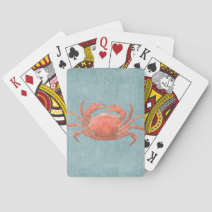 Red Crab on Denim Playing Cards