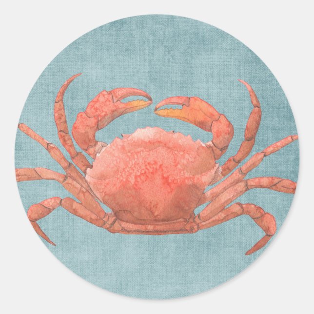 Red Crab on Denim Stickers (Front)