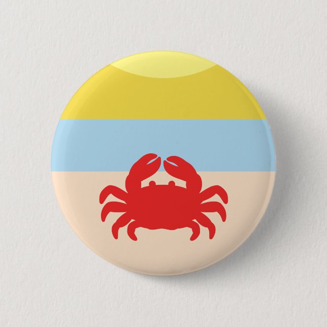 Red Crab on Sunny Beach 6 Cm Round Badge (Front)