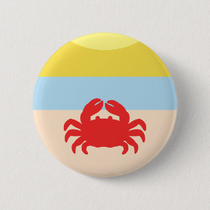 Red Crab on Sunny Beach 6 Cm Round Badge
