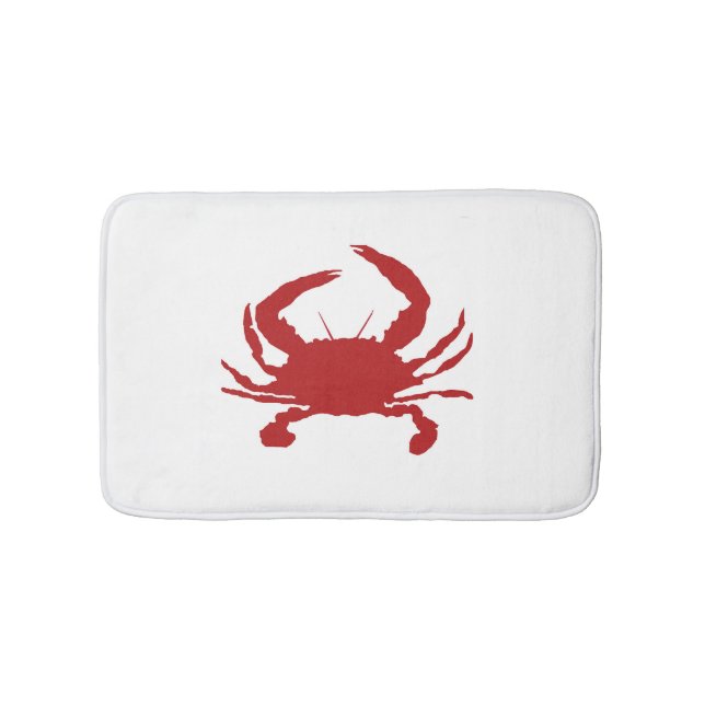 Red Crab Painting Beach Coastal Bird Painting Bath Mat (Front)