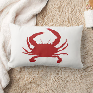 Red Crab Painting Silhouette Beach Pillow
