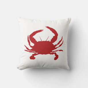 Red Crab Painting Silhouette Beach Pillow
