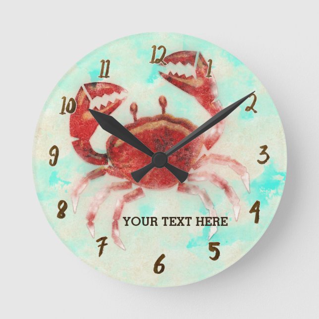 Red Crab Personalised Wall Clock (Front)
