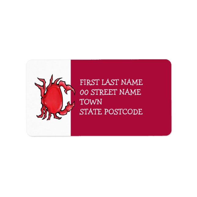 Red Crab red Address Label (Front)